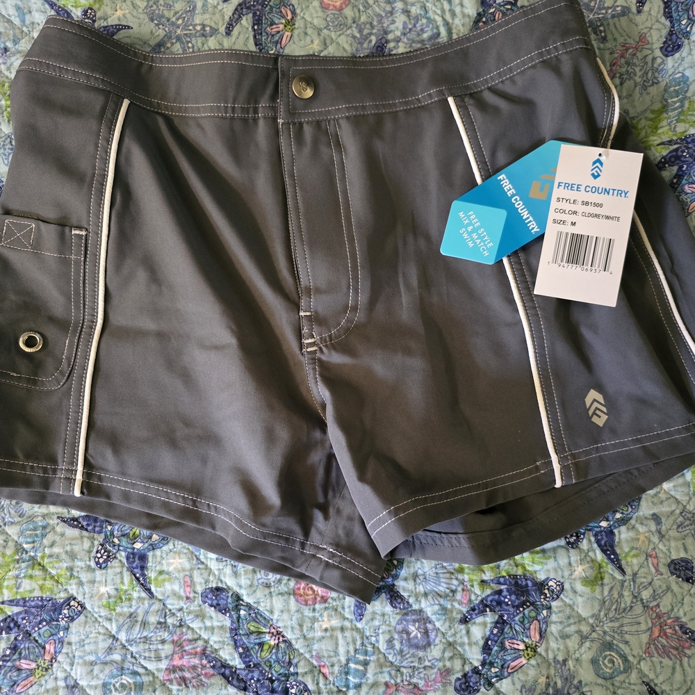 Free Country Gray Athletic Swim Shorts for Active Comfort